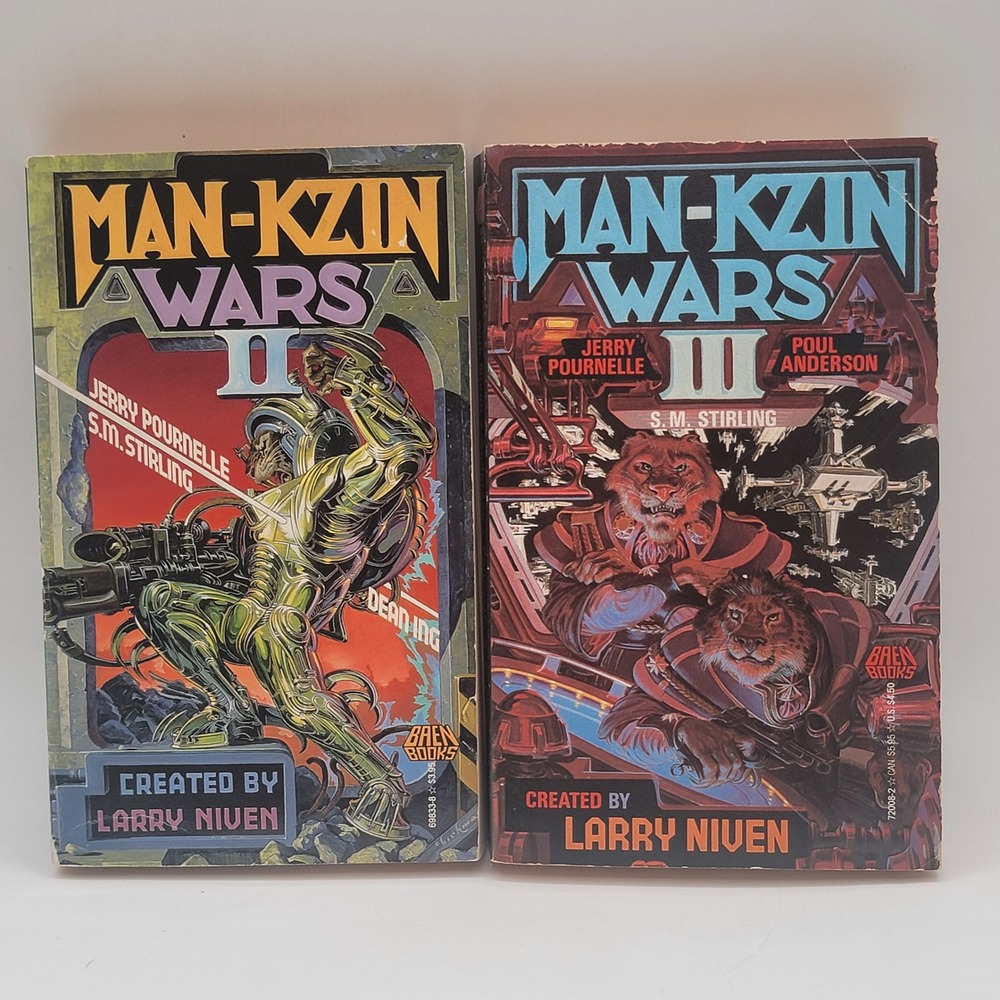 Larry Niven Man-Kzin Wars II & III Paperback Anthology Baen Books Set Good